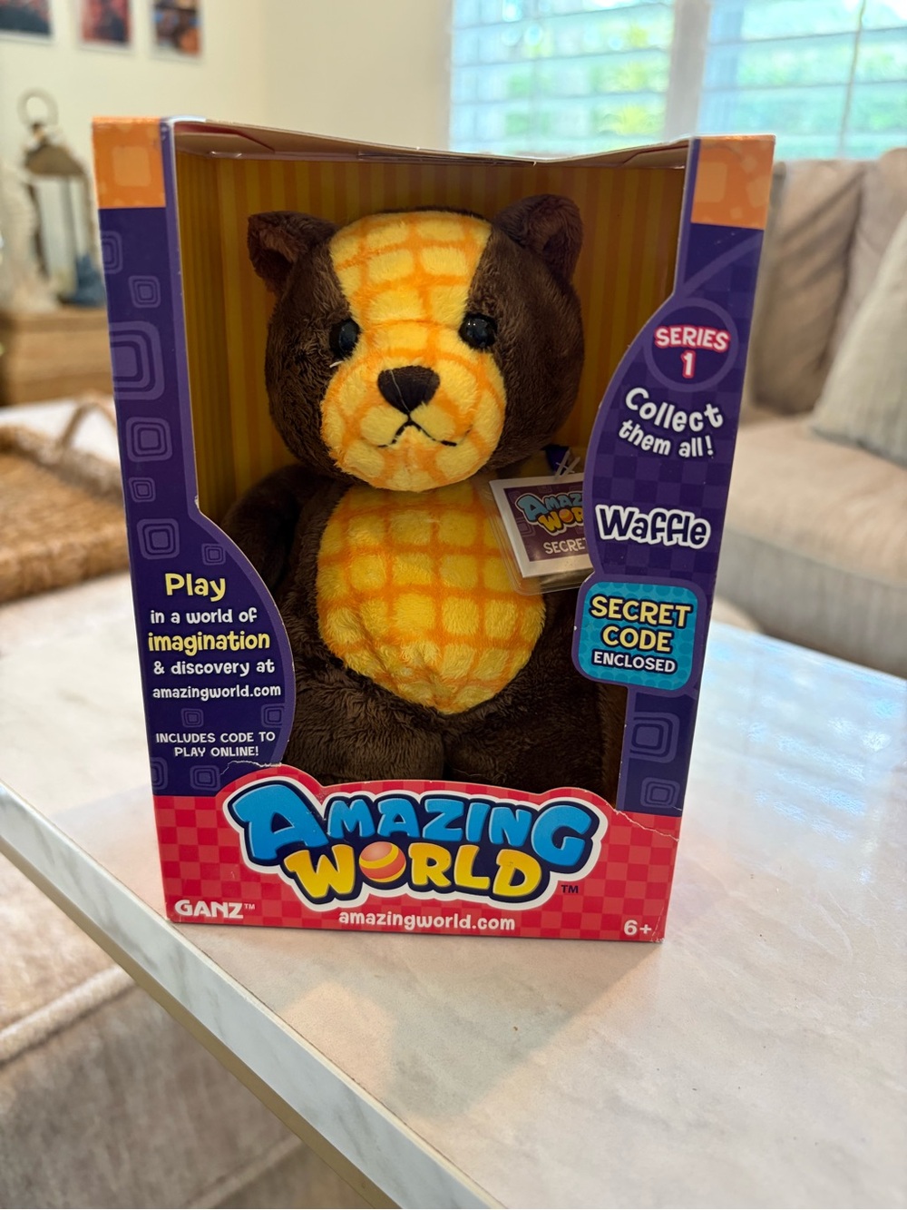 Amazing World Waffle Plush Bear - Brown and Yellow - GANZ